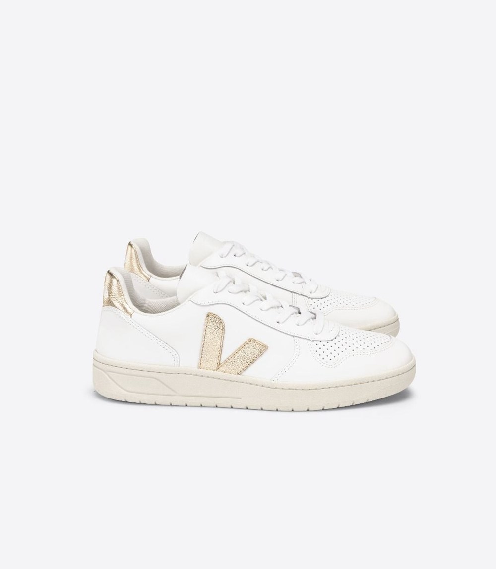 Veja Sneakers Womens - V-10 Leather - White - 5278QYTSZ